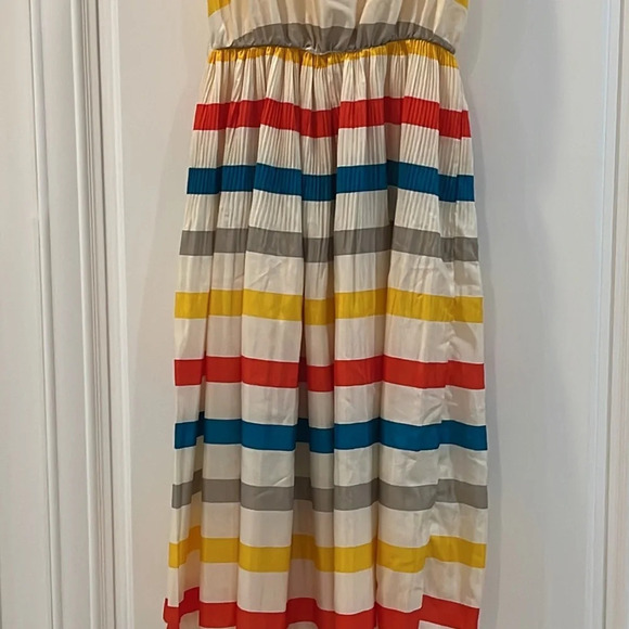 36 Point 5 Stripe Midi Multi color Sleeveless Dress flowy pleated Small (flaws) - Picture 2 of 16
